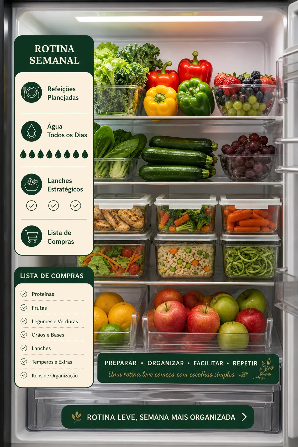 Ingredientes organizados para jantar leve